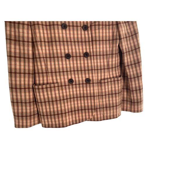 𝅺NWT ESCADA 80"S VINTAGE MARGARETHA LEY ORANGE WOOL CHECK BLAZER - Picture 4 of 8